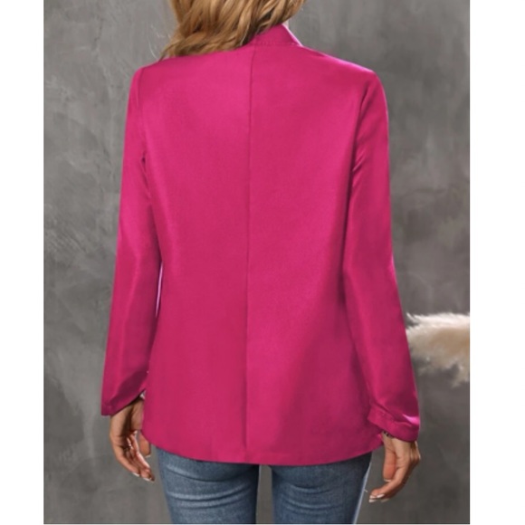 Classic khaki business casual open front blazer - Picture 6 of 16